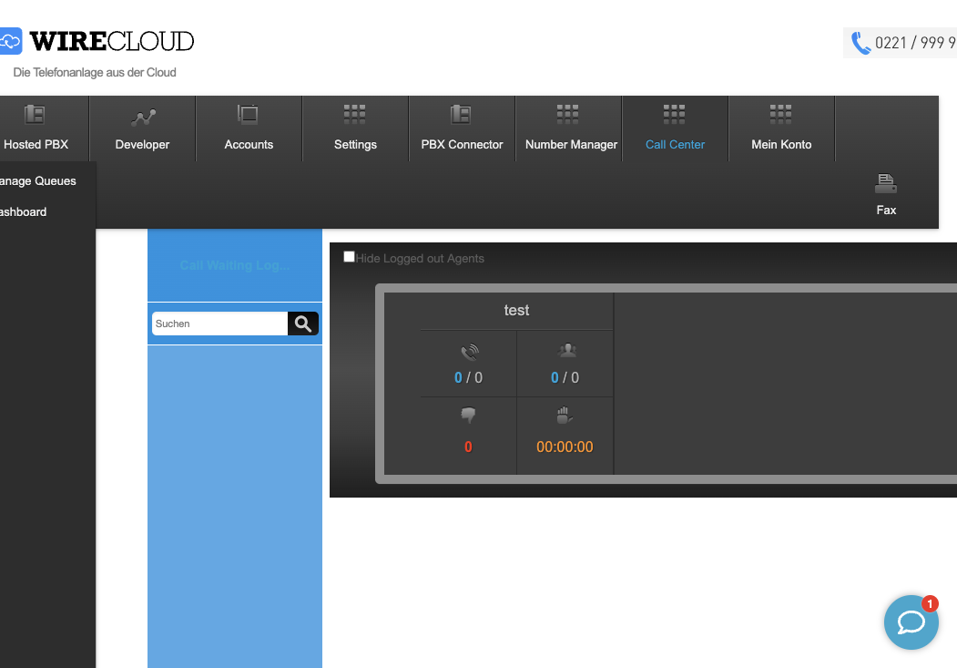 WIRECLOUD Call Center Dashboard