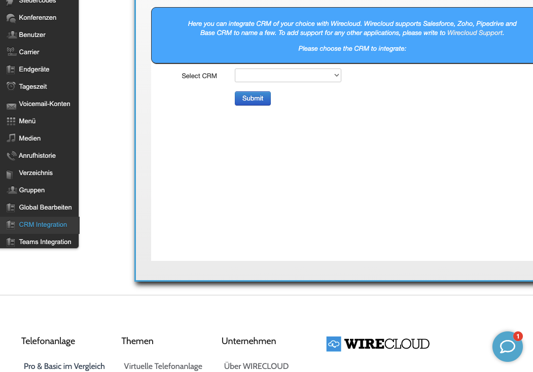 WIRECLOUD CRM Integration