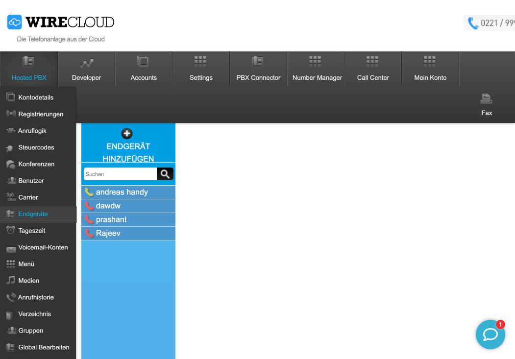 WIRECLOUD Endgeräte Übersicht