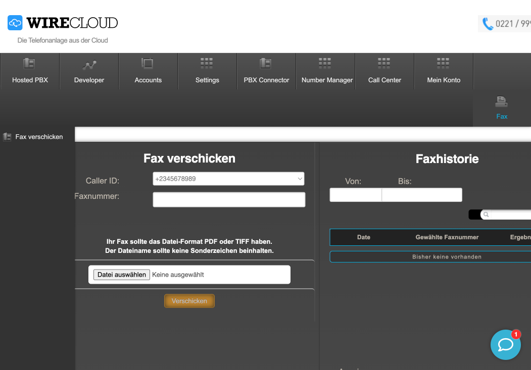WIRECLOUD Fax per Upload versenden